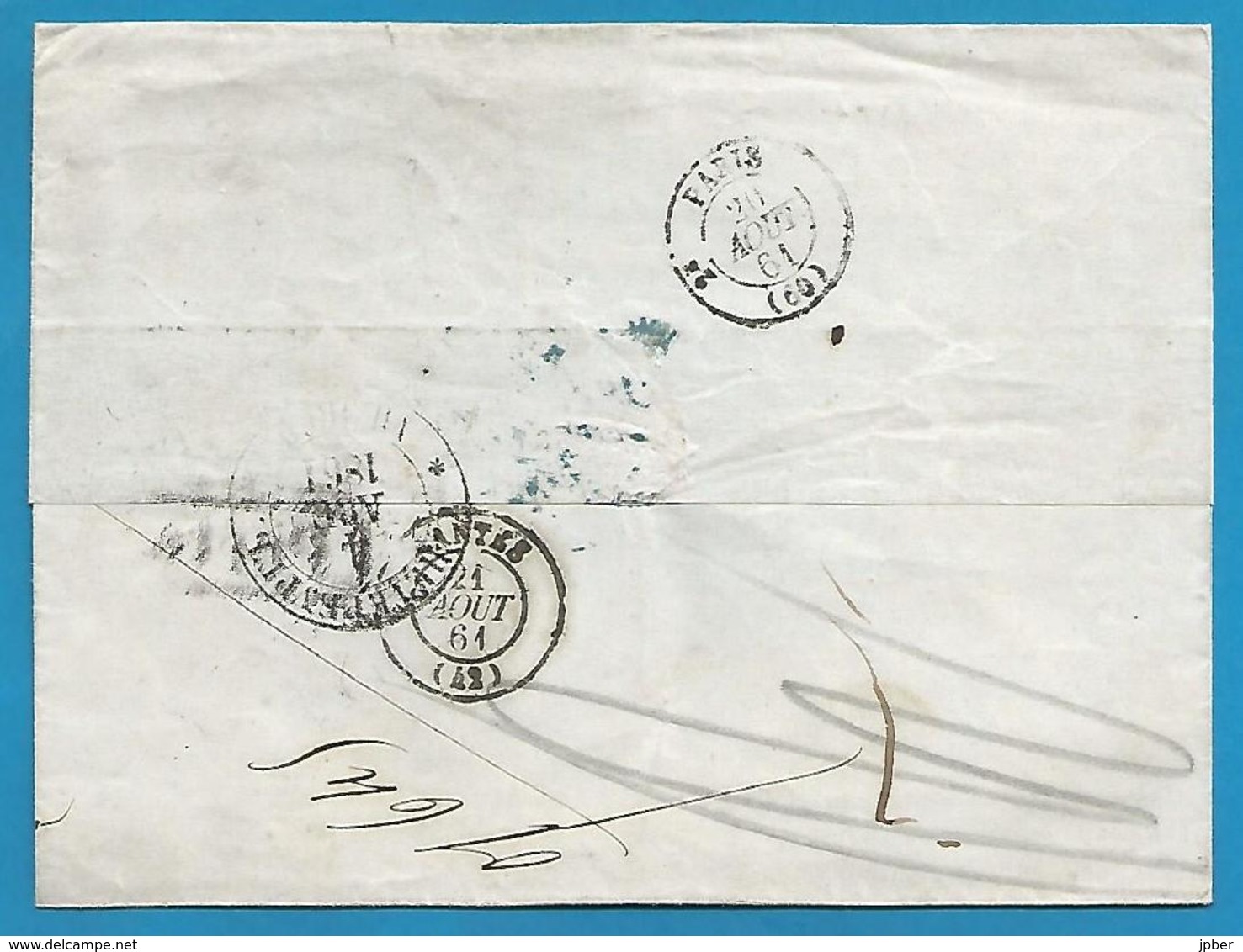 (D033) LSC De Saint Petersbourg Vers Nantes Du 4/8/1861 - Entrée Prusse Par Valenciennes + Verso - Entry Postmarks