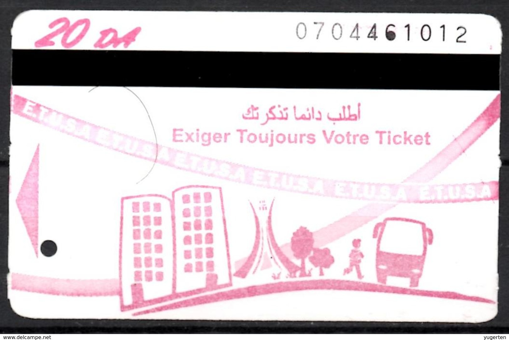 1 Ticket Transport Algeria Bus Algiers Alger - Biglietto Dell'autobus - 1 Billete De Autobús - 1 Busticket - Monde