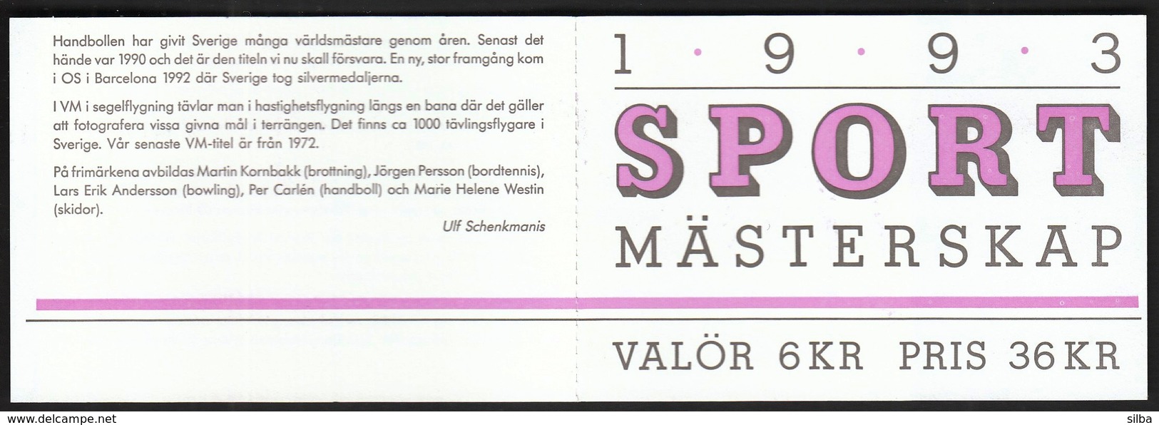 Sweden 1993 / Sport Championships, Wrestling, Table Tennis, Bowling, Handball / Markenheftchen, Booklet, Carnet MNH - Sonstige & Ohne Zuordnung