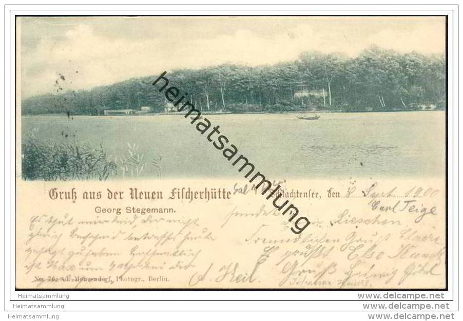 Berlin Schlachtensee - Gruss Aus Der Neuen Fischerhütte Georg Stegemann - Stempel EK Schlachtensee - Zehlendorf