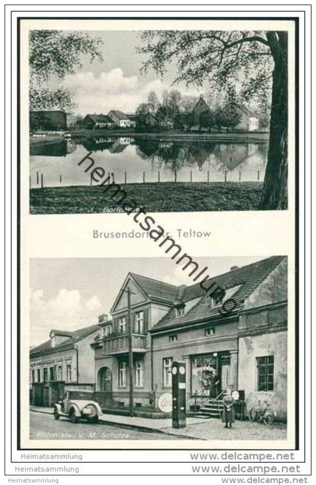 Brusendorf - Kreis Teltow - Dorfpartie - Kolonialwaren Von M. Schulze - Auto - Zapfsäule Esso Ca. 1930 - Mittenwalde