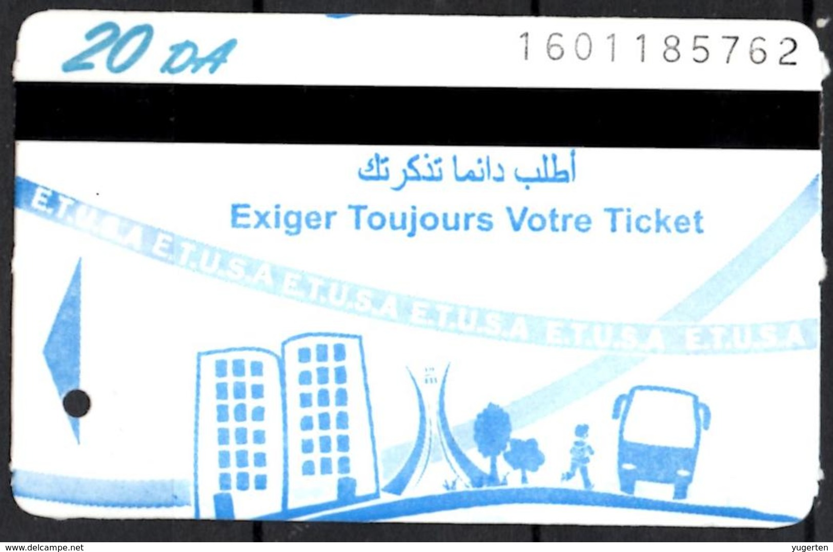 1 Ticket Transport Algeria Bus Algiers Alger - Biglietto Dell'autobus - 1 Billete De Autobús - 1 Busticket - Monde