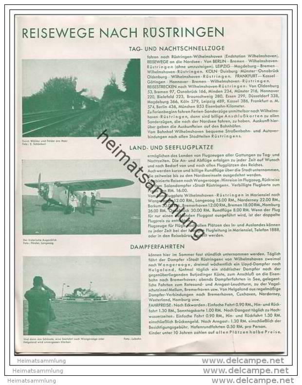 Rüstringen Stadt 1932 - Wilhelmshaven - 16 Seiten Mit 37 Abbildungen - Wohnungsliste 1932 - Niedersachsen