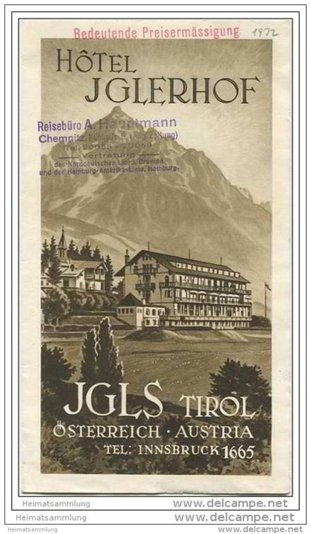 Igls Tirol - Hotel Iglerhof 30er Jahre - Faltblatt Mit 9 Abbildungen - Oesterreich