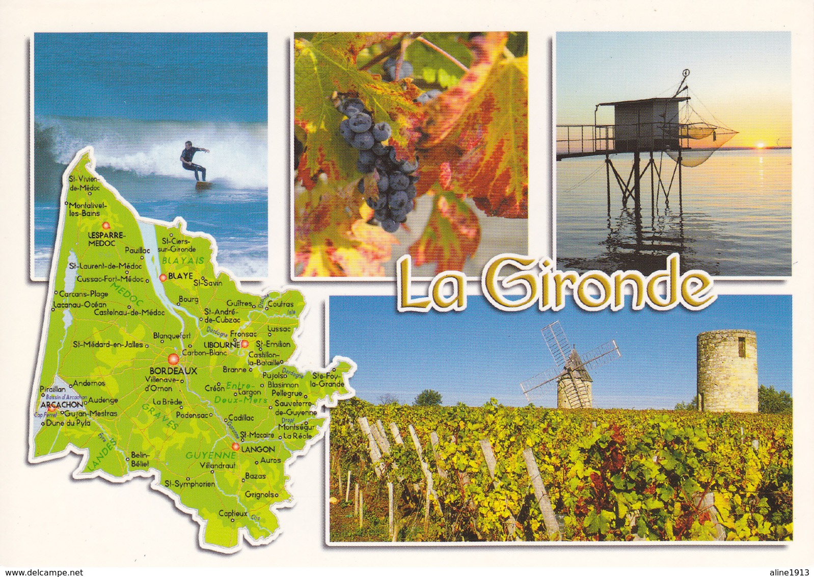 33 GIRONDE - CARTE GEOGRAPHIQUE AVEC MULTIVUES - Carte Geografiche