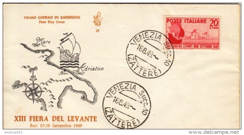 1949 - FIERA DEL LEVANTE - FDC VENETIA - FDC