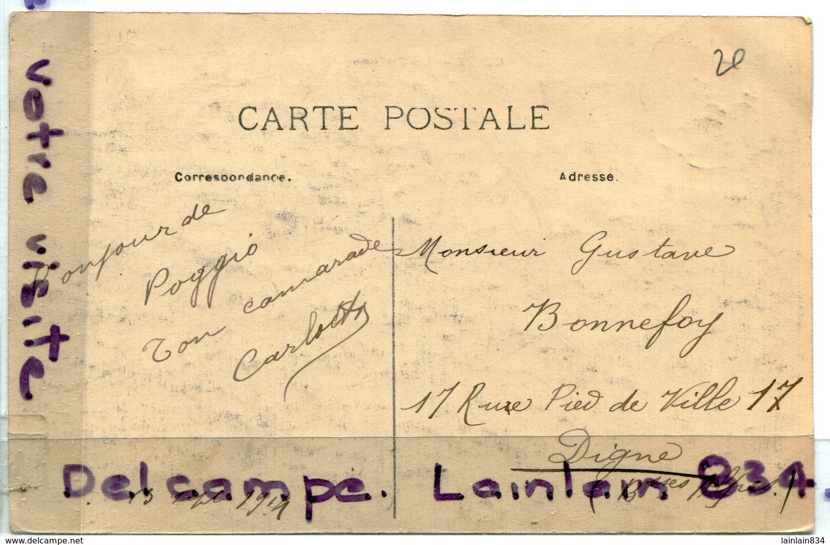 - CORTE - ( Corse ), Les Environs - Collection S. LUCIANI, écrite, 1919, épaisse, Coins Ok, TBE, Scans. . - Corte