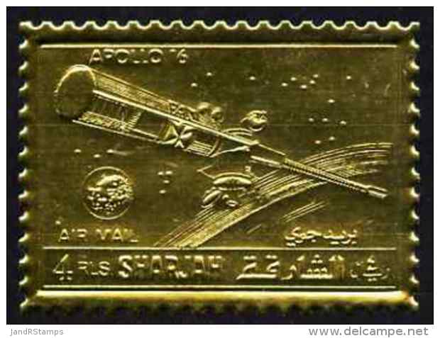 67280 Sharjah 1972 Apollo 16 Perf 4r Embossed In Gold Foil Unmounted Mint, As Mi 1058A (space) - Sharjah