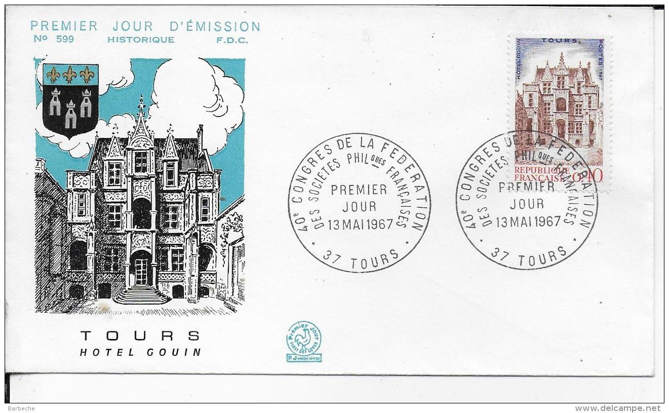 37.- TOURS HÔTEL GOUIN   - Premier Jour D' Emission  F.D.C.. - 1960-1969