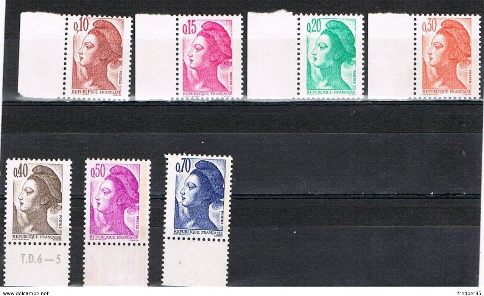 FRANCE NEUF Liberté De Gandon 7 Valeurs Faciales - Unused Stamps