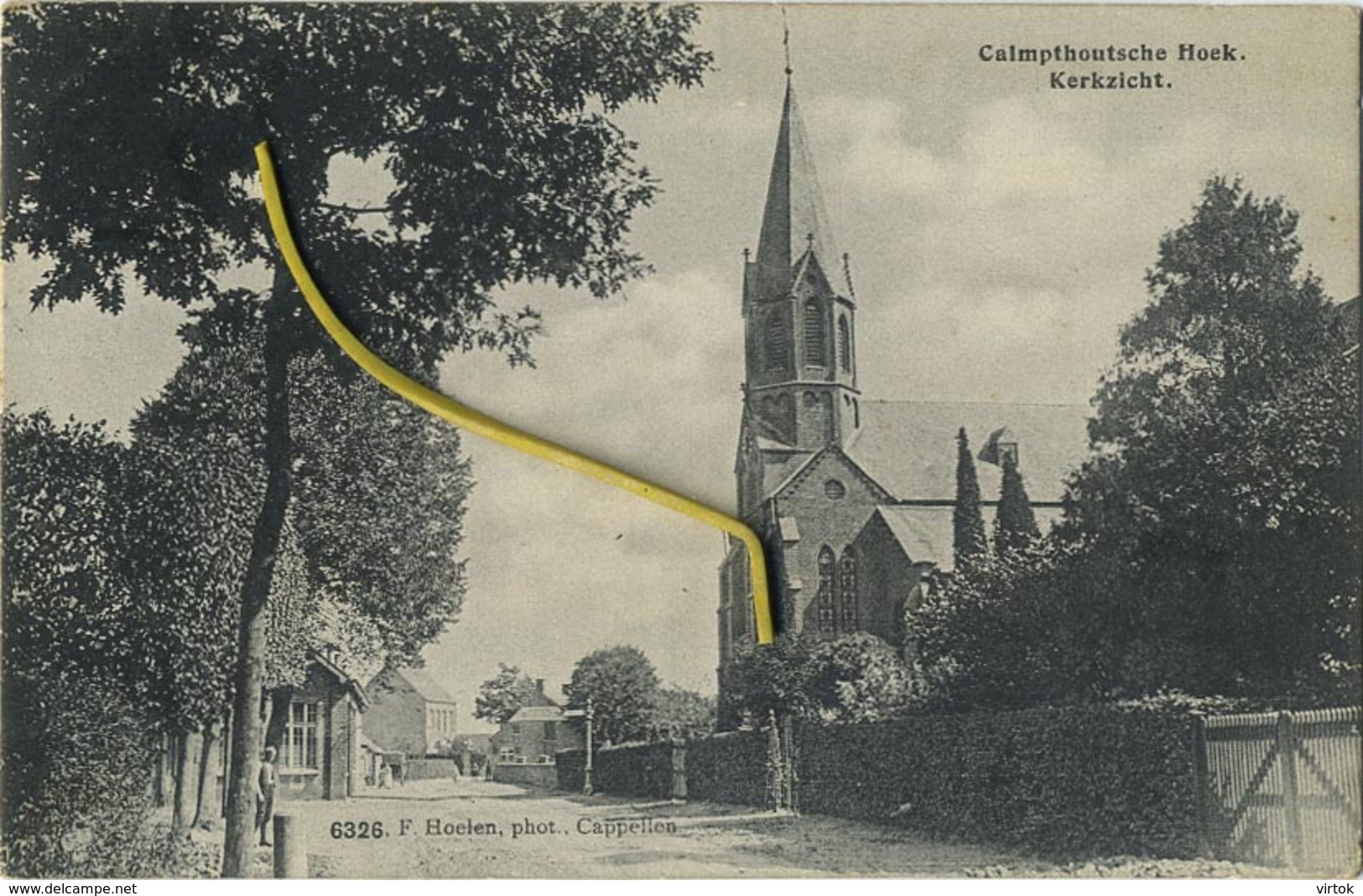 KALMTHOUT :CALMPTHOUTSCHE HOEK  :  Kerkzicht ( Hoelen Capellen 6326 : Geschreven 1913 Met Zegel ) - Kalmthout