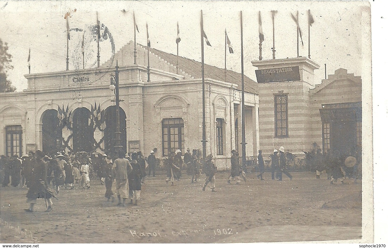 ASIE - VIETNAM - HANOI - Exposition 1902 - Entrée Du Théâtre - Carte Photo - Belle Animation - Viêt-Nam