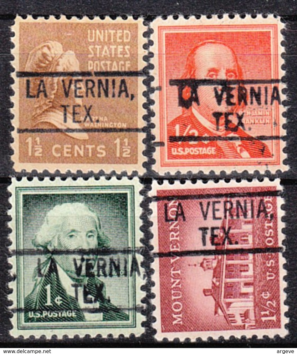 USA Precancel Vorausentwertung Preo, Locals Texas, La Vernia 802, 4 Diff. - Vorausentwertungen