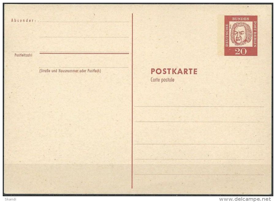 BERLIN 1962 Mi-Nr. P 58 Postkarte Ungelaufen - Postcards - Mint