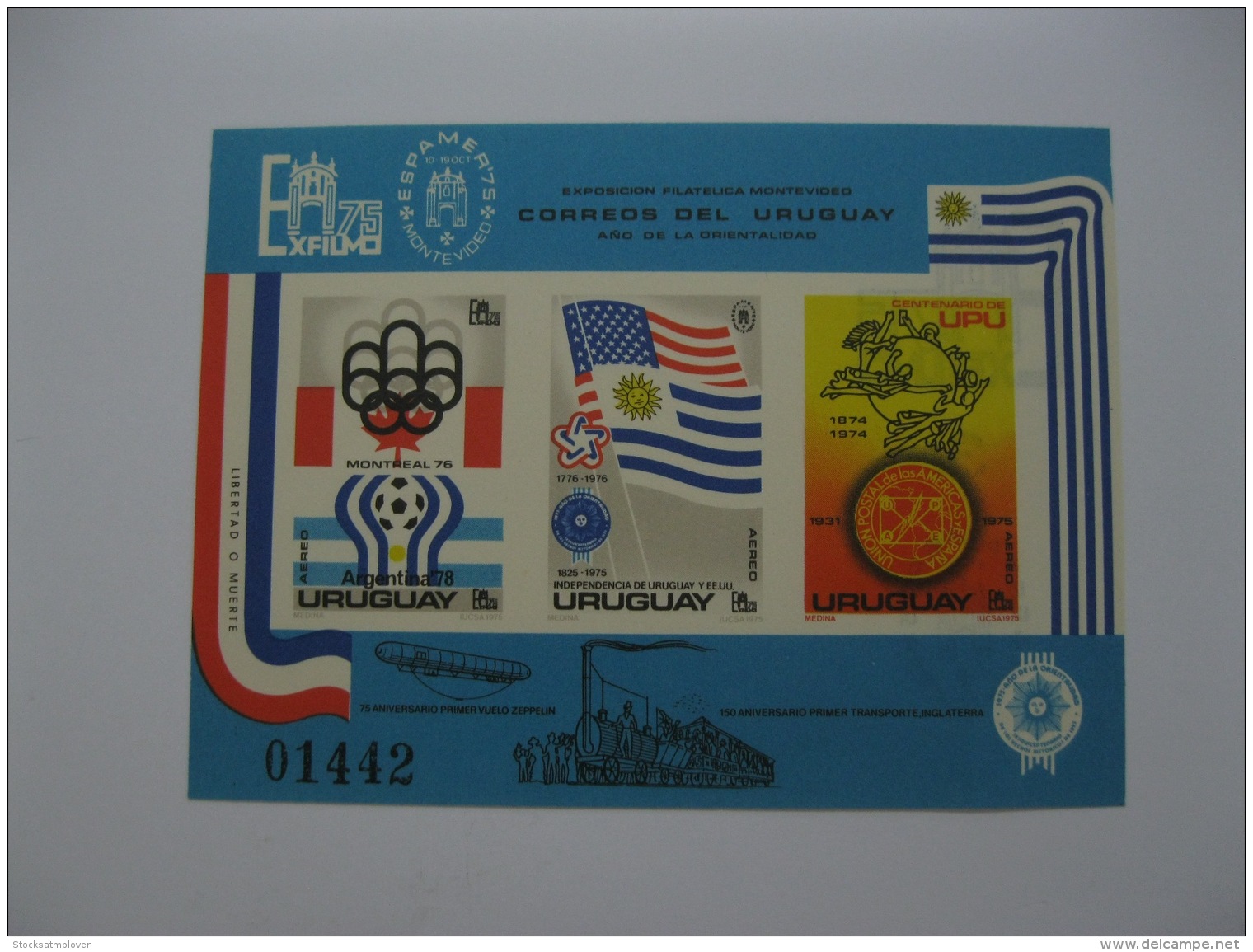 Uruguay 1979 Issue  1978 World Cup Football 1976 Olympic Games  MICHEL No.BL28 Imperf - 1978 – Argentine