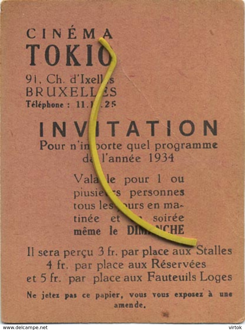 Ixelles - Elsene :  Cinéma  TOKIO (  Reclame ) - Ixelles - Elsene