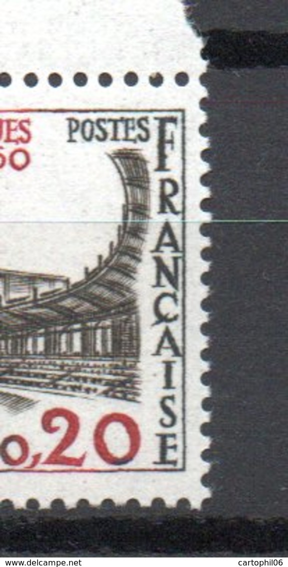 - FRANCE - Variété N° 1265b - 20 C. Jeux Olympiques De Rome 1960 - LEGENDES NOIRES - Cote 130 EUR - - Neufs