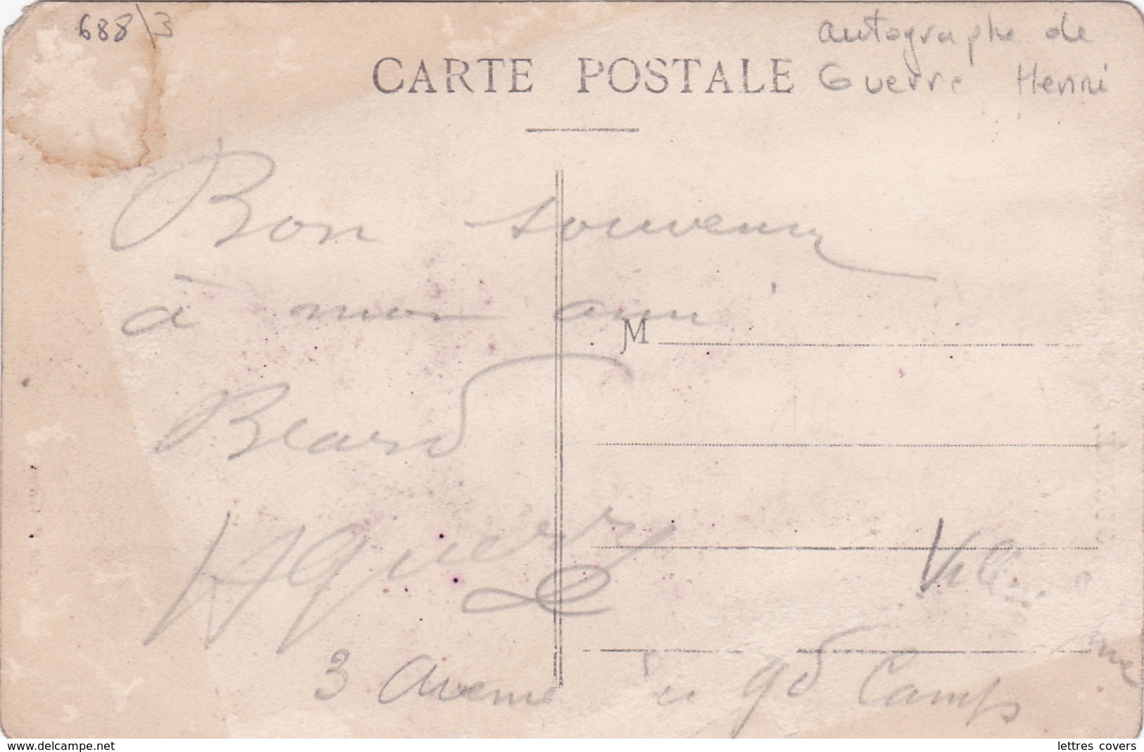 AVIATEUR H. GUERRE  - CP AVEC SIGNATURE " SUR BIPLAN SOMMER " Lignes AUTOGRAPHE " Pour Mon Ami BEARD " - Other & Unclassified