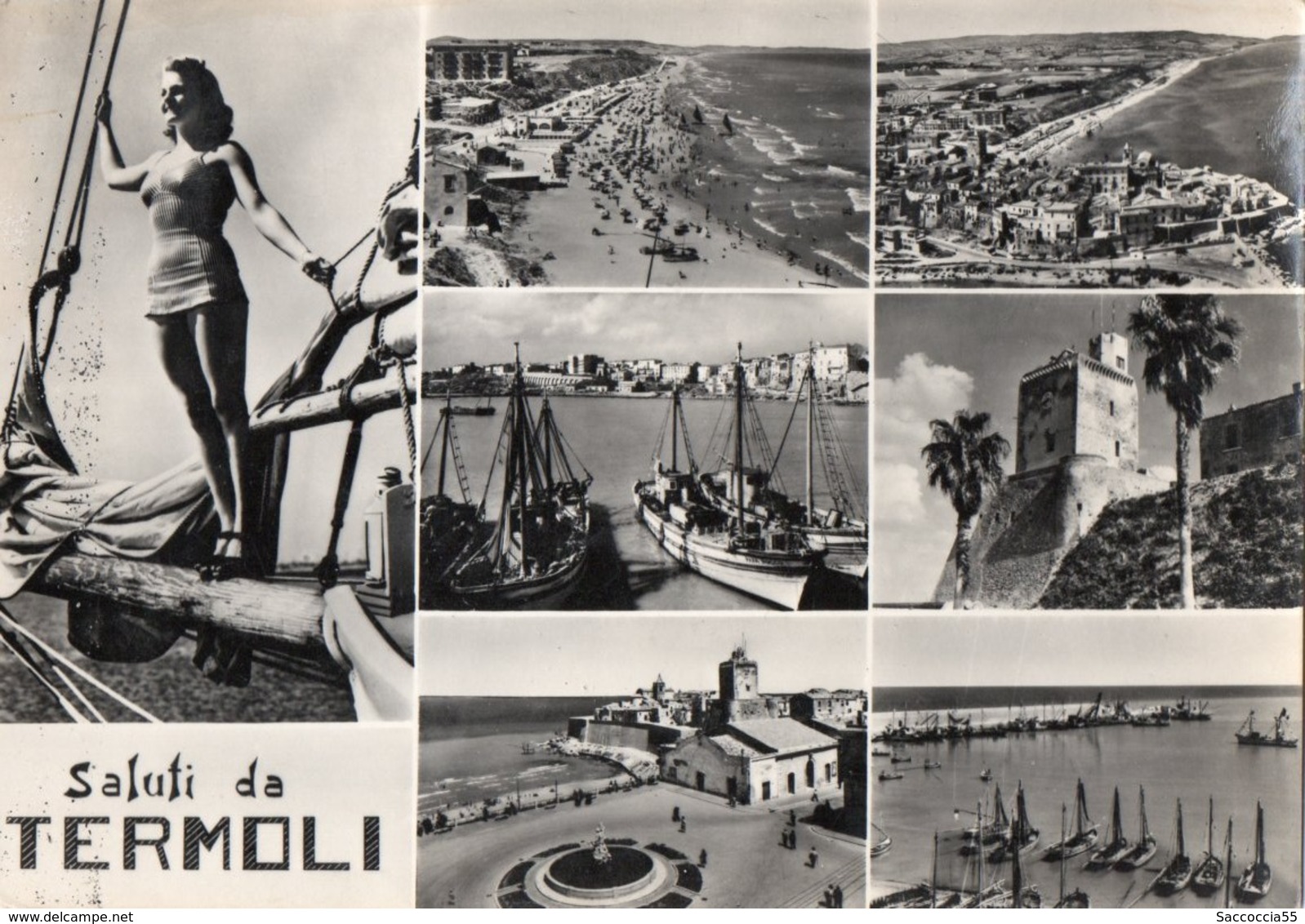 TERMOLI CAMPOBASSO VISTA DA PIU' ANGOLAZIONI ANIMATA VIAGG1956 - Campobasso