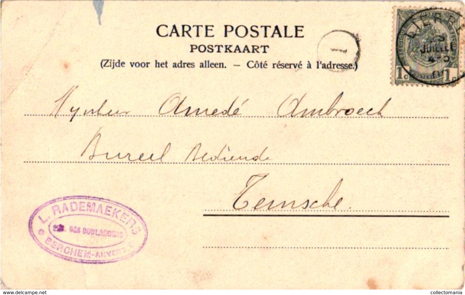 1 Postkaart  Lier Lierre    Gevangenis Poort Uitg. Nels Serie 23  N° 7    1909 - Lier