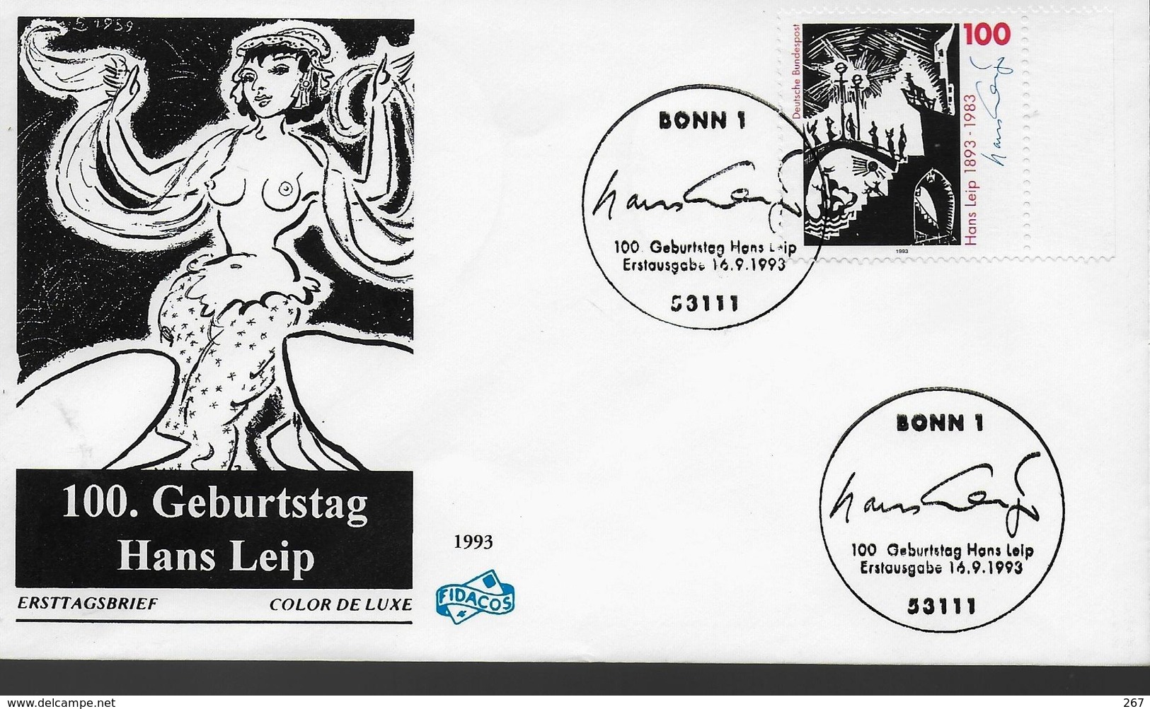 ALLEMAGNE  FDC  1993 Hans Leip Sirene - Writers