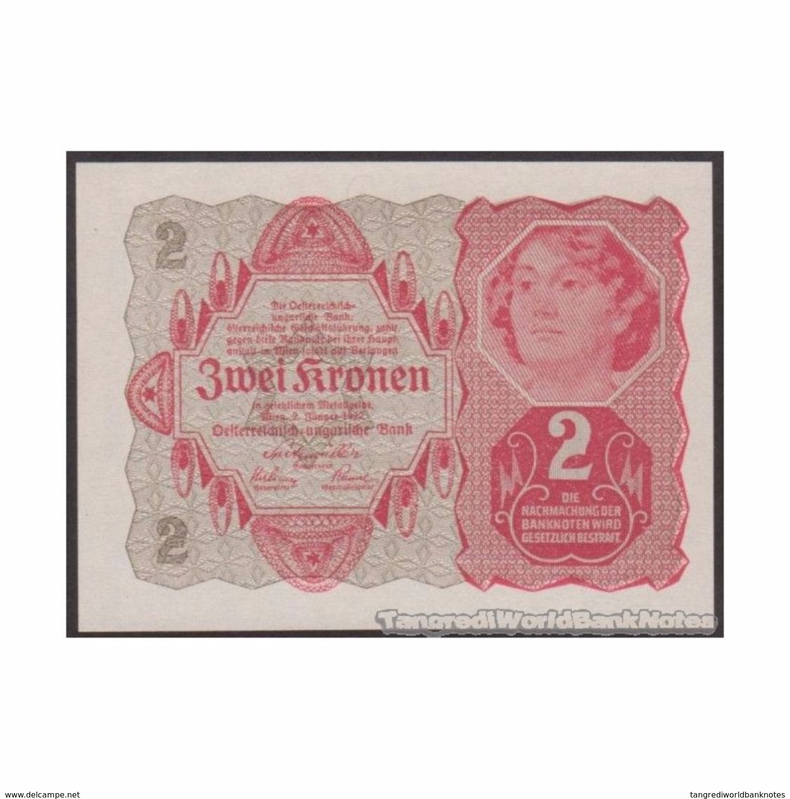 TWN - AUSTRIA 74 - 2 Kronen 2.1.1922 No Serial - Uniface AU/UNC - Austria