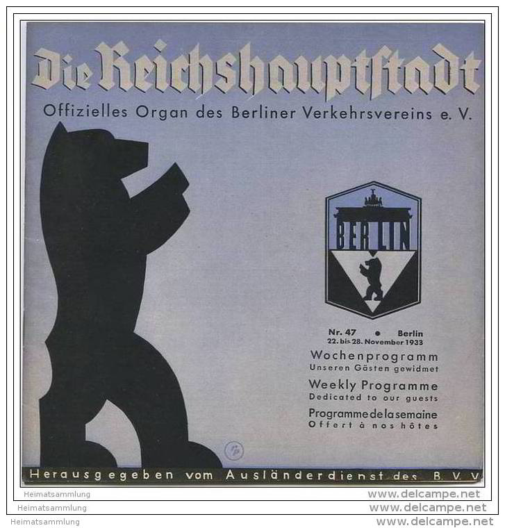 Die Reichshauptstadt 1938 - Offizielles Organ Des Berliner Verkehrs-Vereins E.V. - Kino- Theater-Programm Etc. - Brandenburg