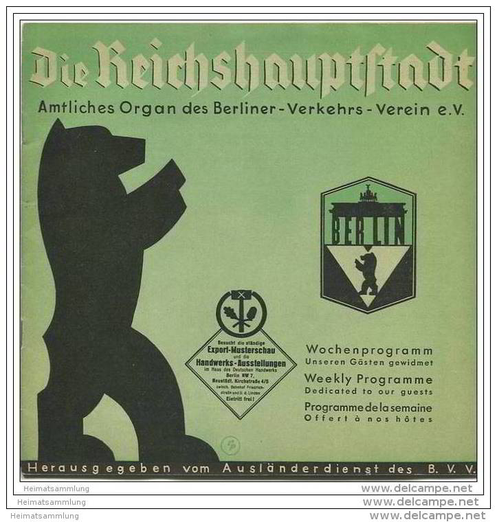 Die Reichshauptstadt - Offizielles Organ Des Berliner Verkehrs-Vereins E.V. - Wochenprogramm 19. Bis 25. Mai 1936 - Berlin