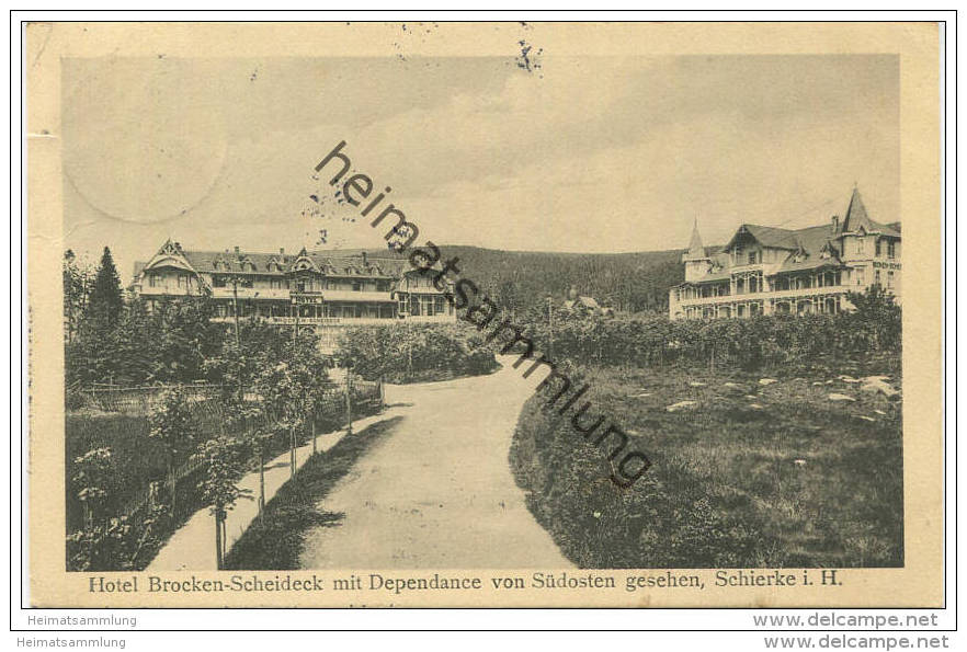 Schierke - Hotel Brocken-Scheideck Mit Dependance - Verlag Urania Berlin SW 68 Gel. 1914 - Schierke