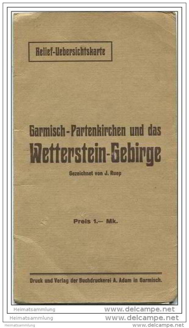 Garmisch-Partenkirchen Und Das Wetterstein-Gebirge - Relief-Übersichtskarte - Gezeichnet Von J. Ruep - Mapas Geográficas