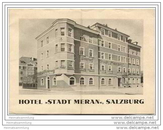 Österreich - Salzburg - Hotel Stadt Meran - Besitzer A. U. M. Fröhlich - Faltblatt Mit 3 Abbildungen - Reiseprospekte