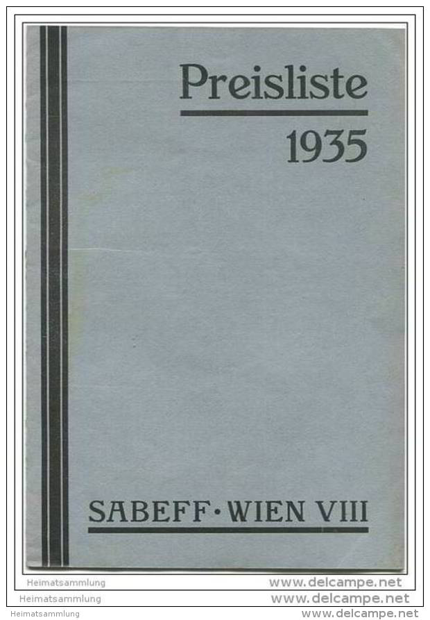 Sabeff - Wien VIII - Briefmarken Preisliste 1935 Mit Vielen Abbildungen - Allemand (jusque 1940)
