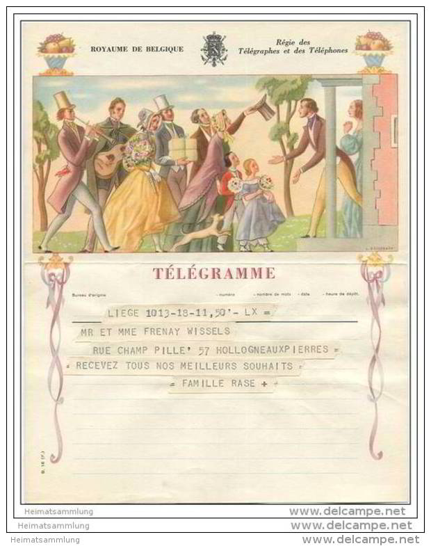 Royaume De Belgique - Koninkrijk Belgie - Telegramm - Telegram 50er Jahre - Other & Unclassified