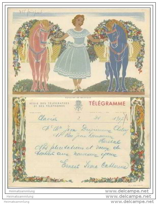 Royaume De Belgique - Koninkrijk Belgie - Telegramm - Telegram 50er Jahre - Other & Unclassified