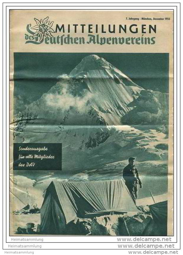 Mitteilungen Des Deutschen Alpenvereins - Sonderausgabe Für Alle Mitglieder Dezember 1955 - 16 Seiten DinA4 Format - Tempo Libero & Collezioni