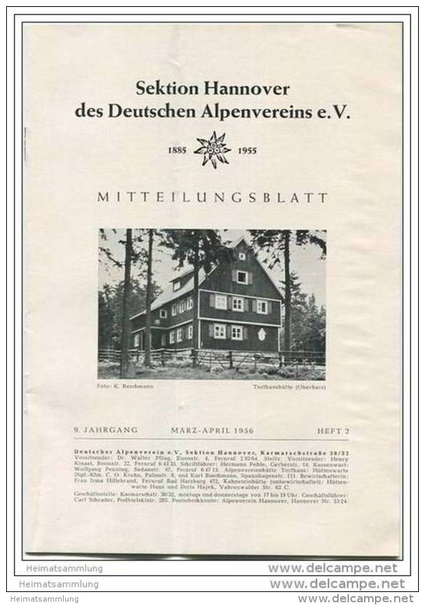 Deutscher Alpenverein - Sektion Hannover - Mitteilungsblatt März-April 1956 - Hobbies & Collections