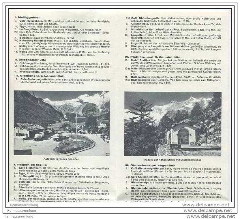 Schweiz - Saas-Fee - Vogelschaukarte / M. Bieder - Faltblatt Mit Rückseitig 12 Abbildungen 50er Jahre - Reiseprospekte