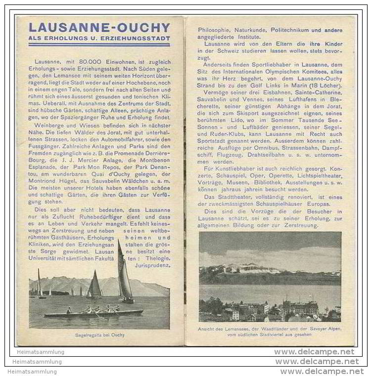 Schweiz - Lausanne Ouchy 30er Jahre - Faltblatt Mit 10 Abbildungen - Reiseprospekte