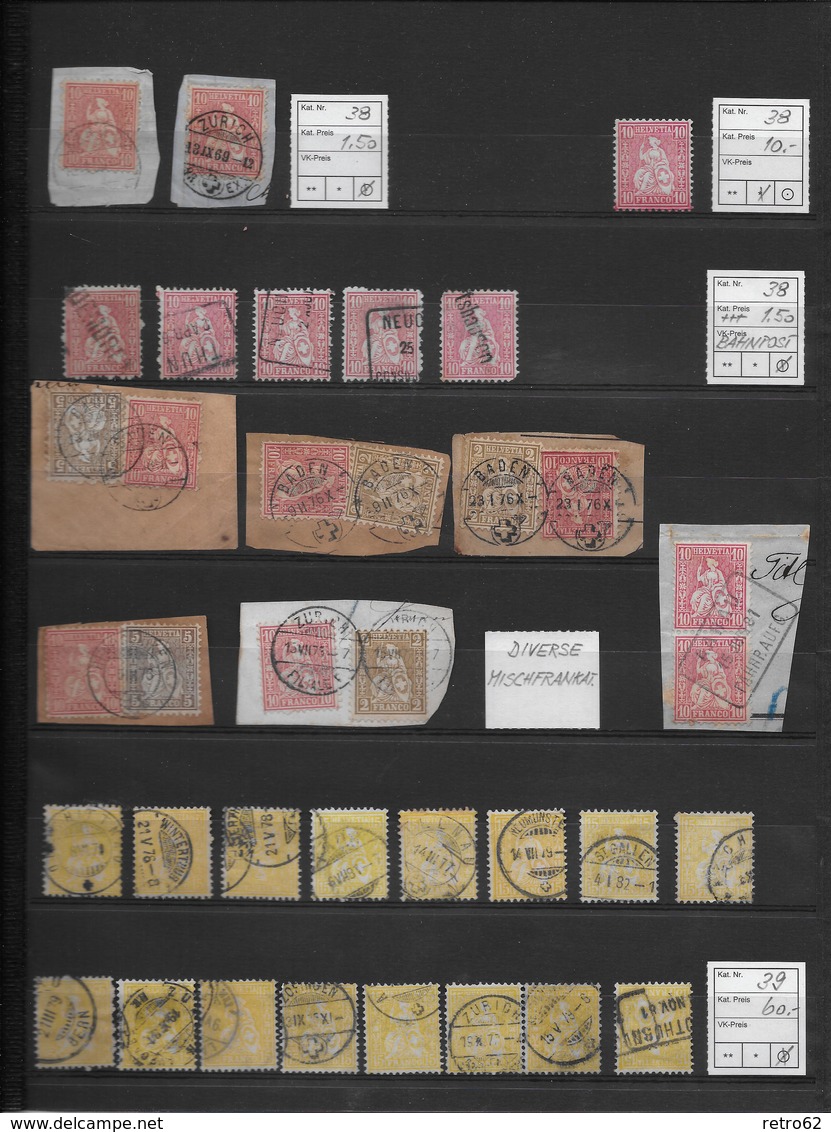1862 - 1881 SITZENDE HELVETIA Gezähnt → Grosse Sammlung Auf 14 Albumseiten ►RRR◄ - Lotti/Collezioni