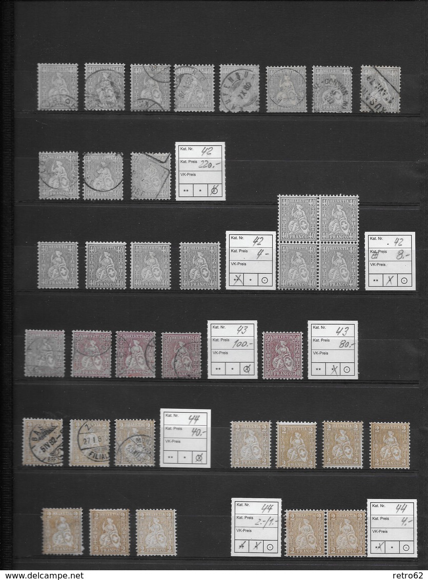 1862 - 1881 SITZENDE HELVETIA Gezähnt → Grosse Sammlung Auf 14 Albumseiten ►RRR◄ - Collections