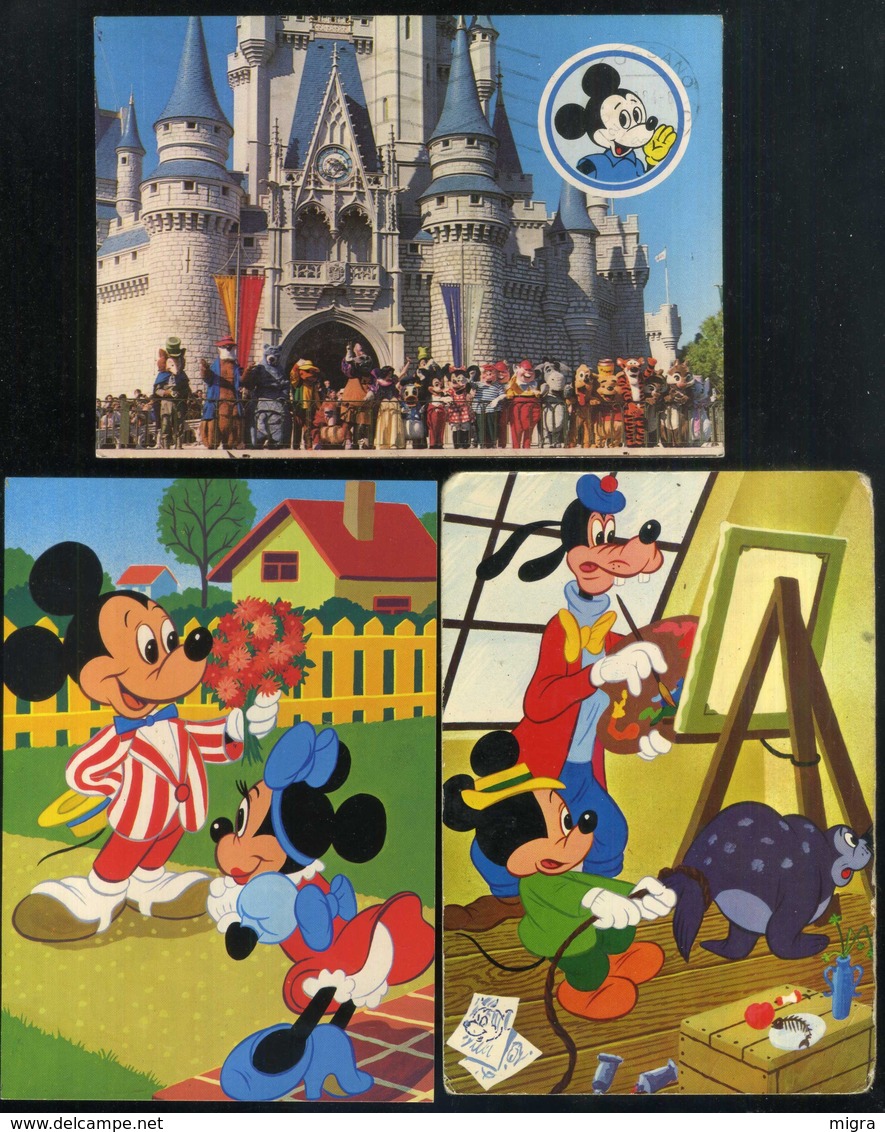 MICKEY MOUSE - DISNEY - TOPOLINO - MINNIE - MINNI - PIPPO - 3 CARTOLINE - Altri & Non Classificati