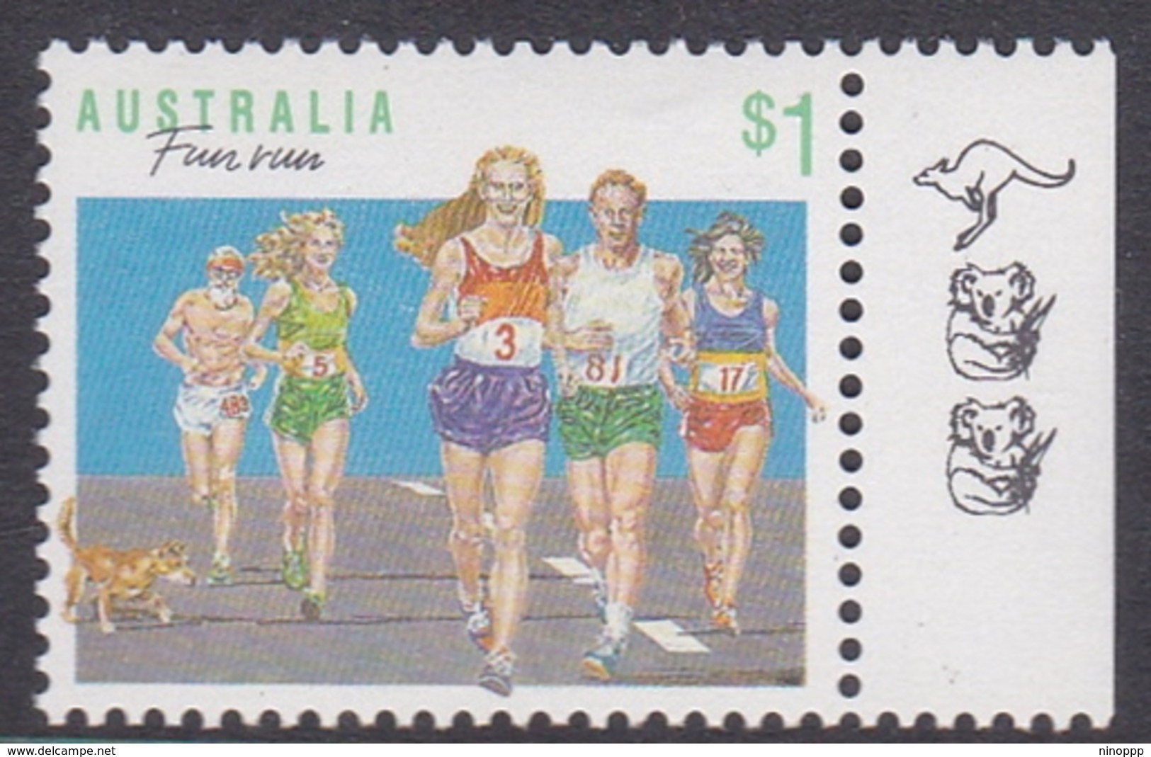 Australia ASC 1231h 1990 Sports $ 1.00 Fun Run 1 Roo +2 Koalas, Mint Never Hinged - Prove & Ristampe