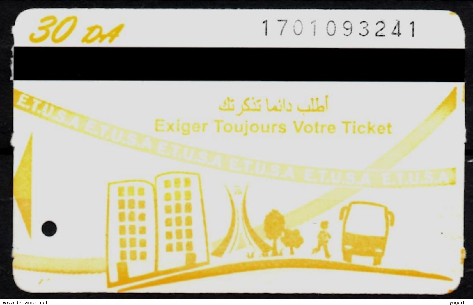 1 Ticket Transport Algeria Bus Algiers Alger - Biglietto Dell'autobus - 1 Billete De Autobús - 1 Busticket - Monde