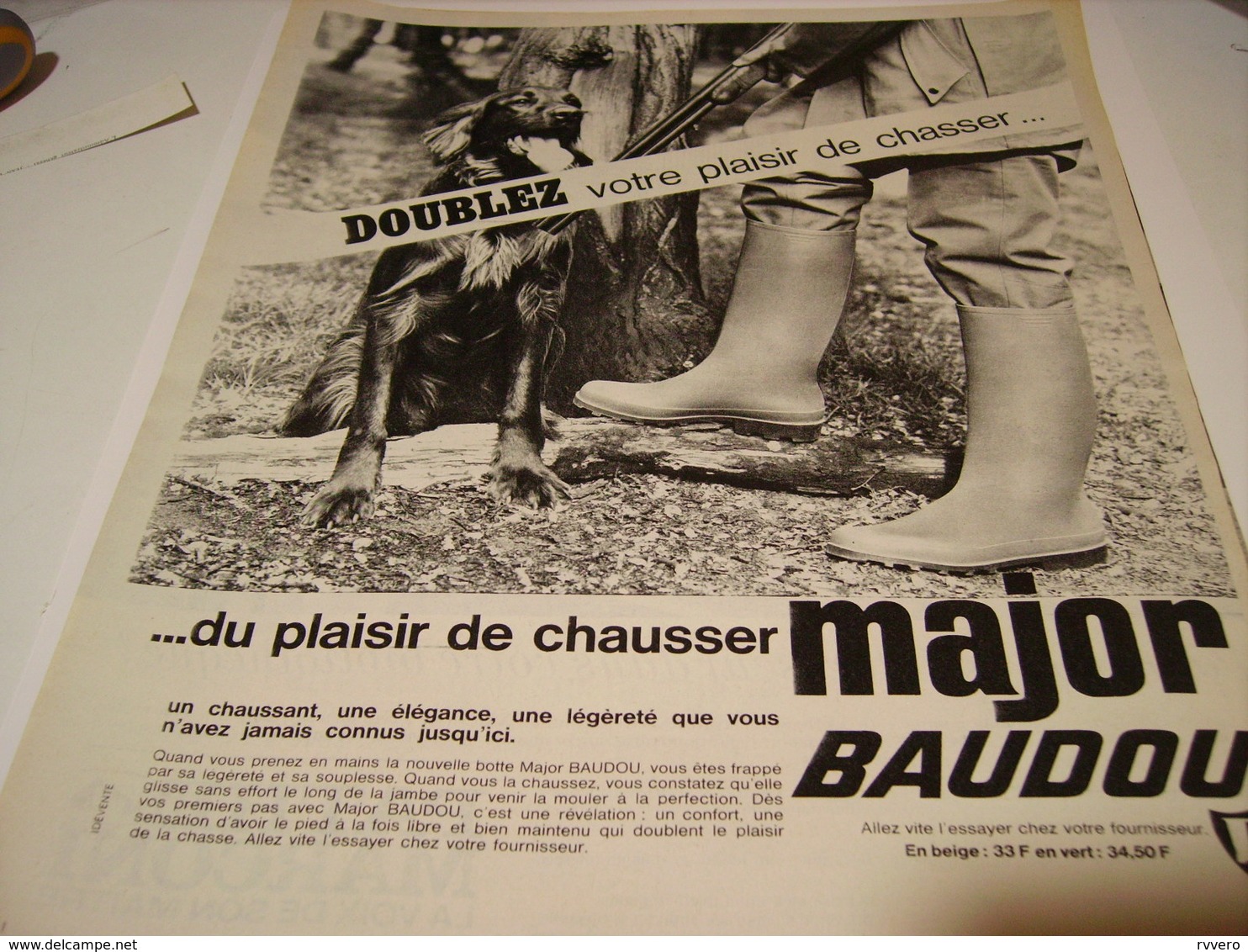 ANCIENNE PUBLICITE CHAUSSURE BOTTE MAJOR DE BAUDOU 1965 - Advertising