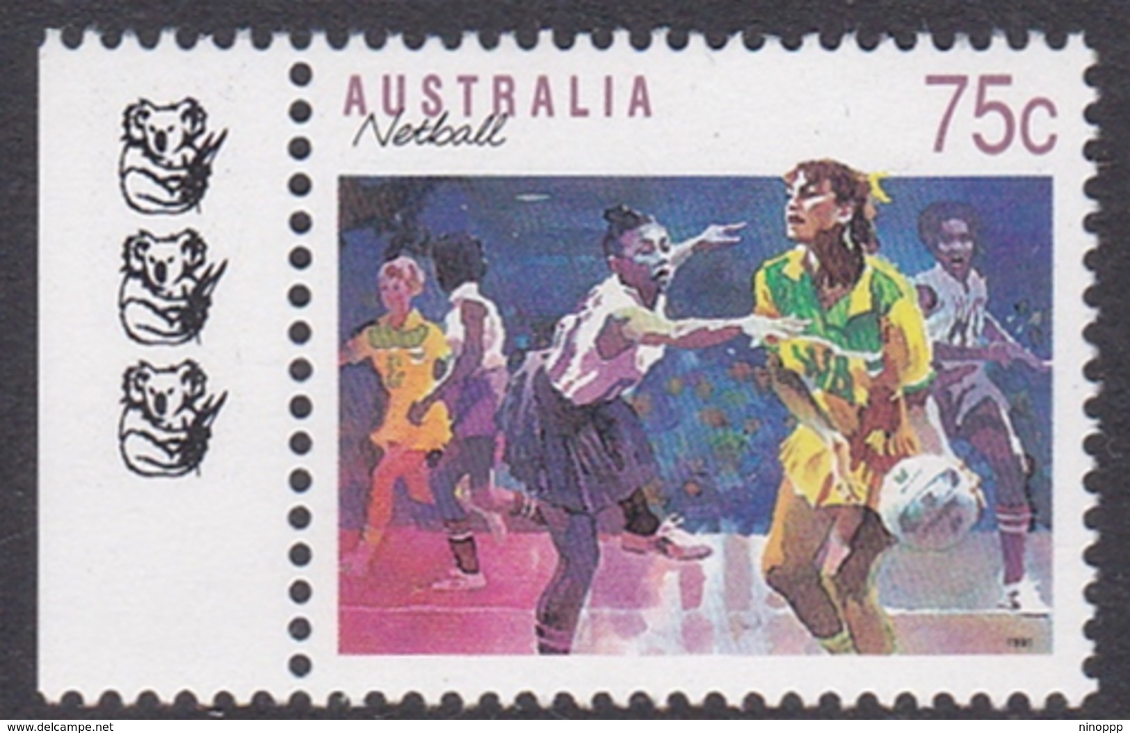 Australia ASC 1308c 1991 Sports 75c Netball 3 Koalas, Mint Never Hinged - Prove & Ristampe