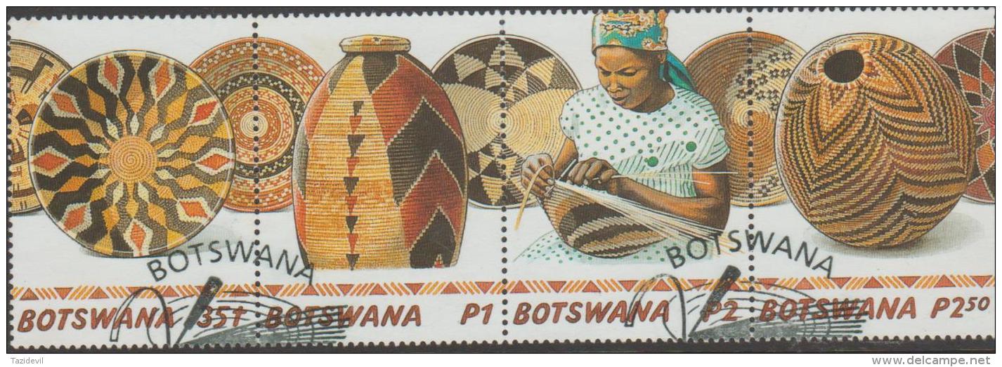 BOTSWANA - 2001 Basketry Strip. Scott 718-721. Used - Botswana (1966-...)