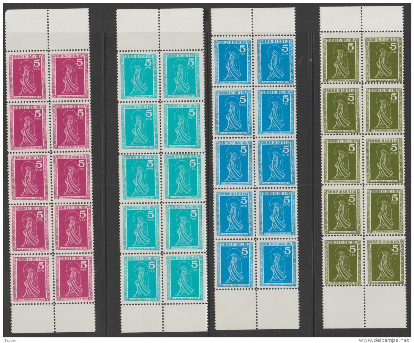 COSTA RICA - 1967 Madonna Blocks Of Ten. Scott RA33-36. MNH - Costa Rica