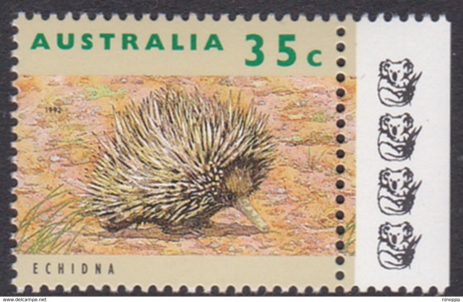 Australia ASC 1358d 1992 Australian Wildlife 35c Echidna, 4 Koalas Reprint, Mint Never Hinged - Proofs & Reprints