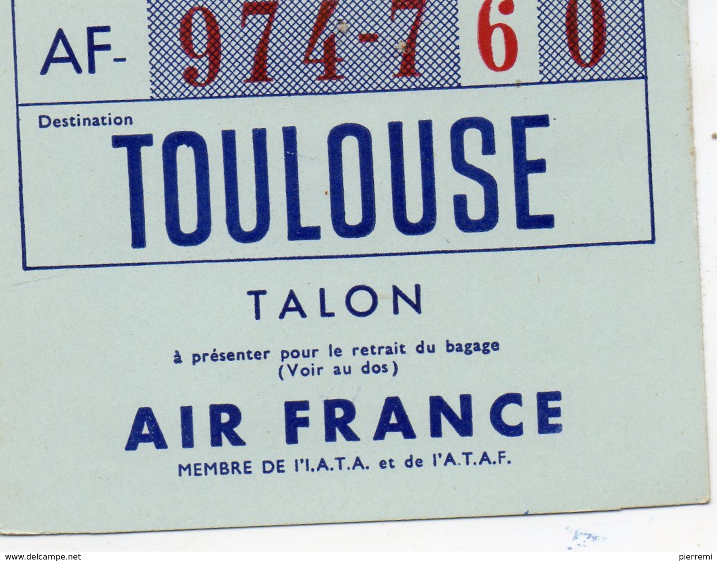 ALGERIE  ..talon De Retrait De Bagages...aerogare D ORAN...AIR FRANCE...voir 2 Scans - Monde