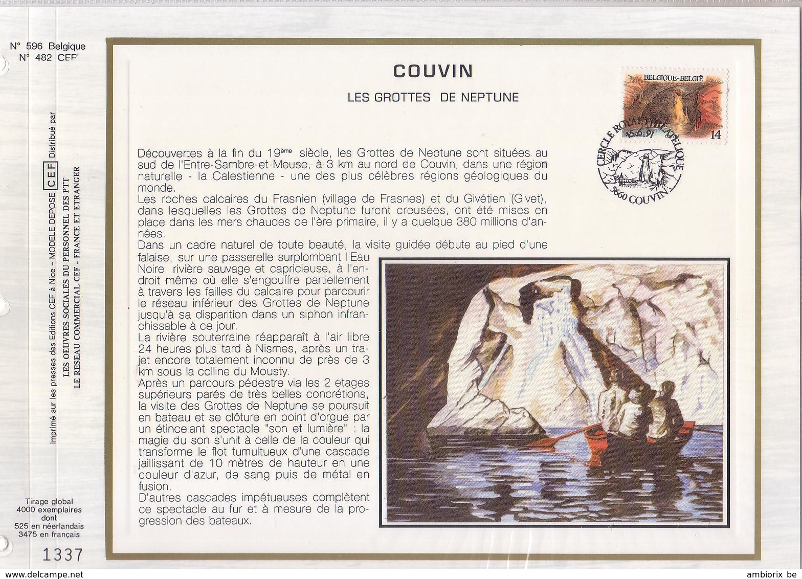 Carte Maximum CEF 2410 Couvin - Les Grottes De Neptune - 1991-2000